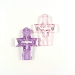 Obiecte bisericesti | Medalion cruce de plastic transparent 55mm | 2005