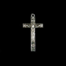 Obiecte bisericesti | Medalion cruce metalica argintie 40mm | 2012