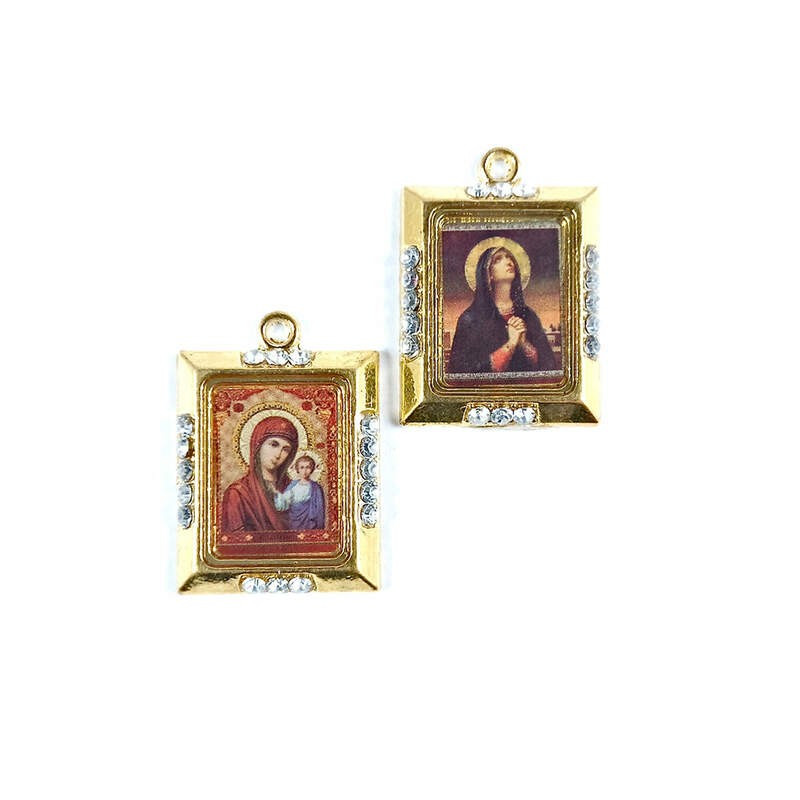 Obiecte bisericesti | Medalion icoana metalica aurie 25mm | 2029