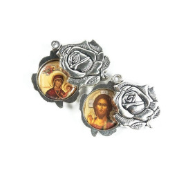 Obiecte bisericesti | Medalion trandafir metalic argintiu 35mm | 2031