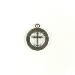 Obiecte bisericesti | Medalion cruce metalic argintiu 18mm | 2036