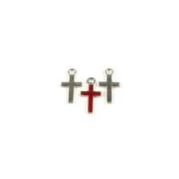 Obiecte bisericesti | Medalion cruce metalica argintie 15mm | 2051