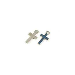 Obiecte bisericesti | Medalion cruce metalica argintie 15mm | 2052