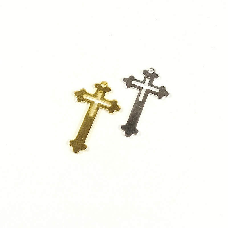 Obiecte bisericesti | Medalion cruce metalica aurie sau argintie 25mm | 2061