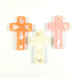 Obiecte bisericesti | Medalion cruce de plastic colorat 53mm | 2065