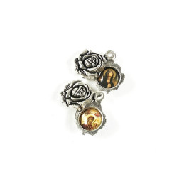 Obiecte bisericesti | Medalion trandafir metalic argintiu 20mm | 2081
