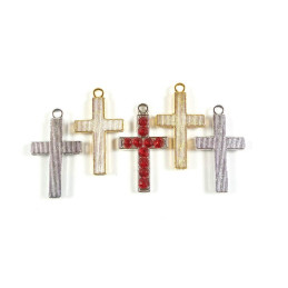 Obiecte bisericesti | Medalion cruce metalica aurie sau argintie 25mm | 2082
