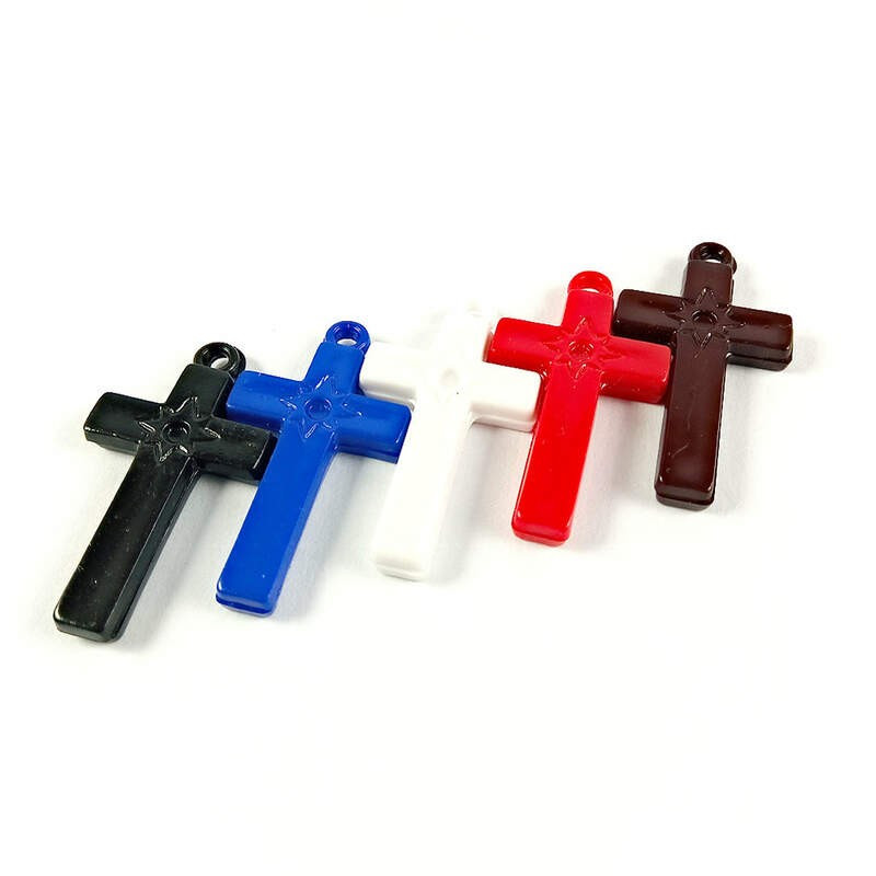 Obiecte bisericesti | Medalion cruce de plastic colorat 35mm | 2098