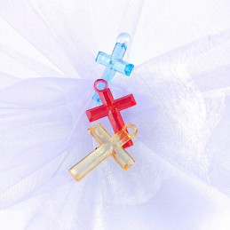 Obiecte bisericesti | Medalion cruce de plastic colorat 30mm | 2099
