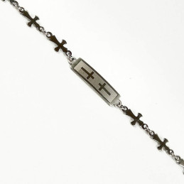 Obiecte bisericesti | Bratara lant metalic cruciulite de inox | 1011