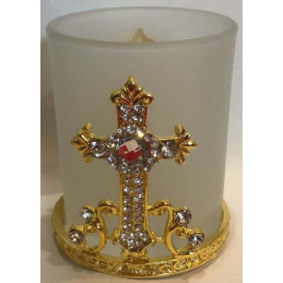 Obiecte bisericesti | Candela de masa din metal auriu sau argintiu 8cm | 5136