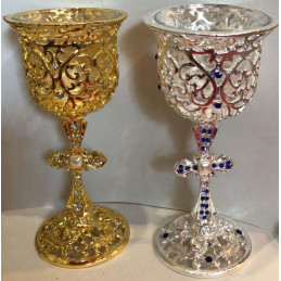 Obiecte bisericesti | Candela de masa din metal auriu sau argintiu 15cm | 5137