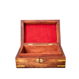 Artizanat India | Cutii din lemn caseta cu capac balamale si inchizatoare alama maro 20cm  | 5825