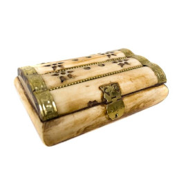 Artizanat India | Cutii din lemn caseta cu capac balamale si inchizatoare alama invechit 11.5cm  | 5828