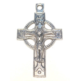 Obiecte bisericesti | Medalion cruce  metalica argintie 33mm | 2063