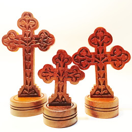 Artizanat India | Crucifix din lemn  maro Cruci 3set din lemn trilobata 19cm 15cm 11.5cm | 5337
